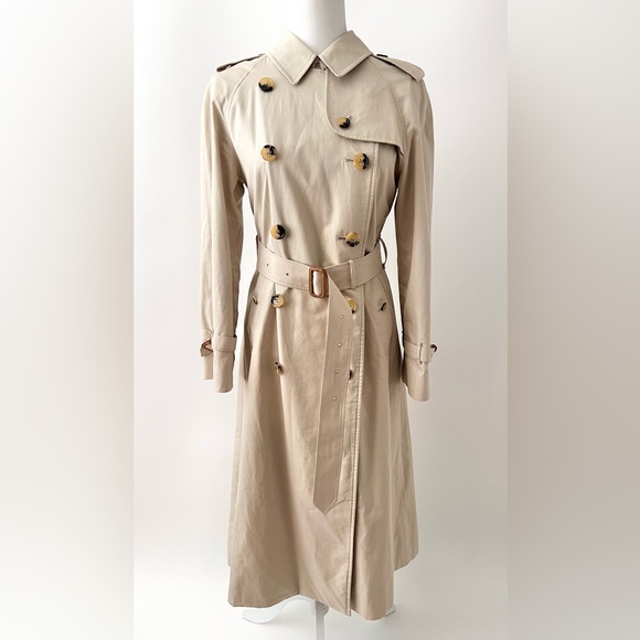 BURBERRY LONDON | Double Breasted Belted Long Trench Coat Stone Light Beige US 6 - Picture 5 of 17